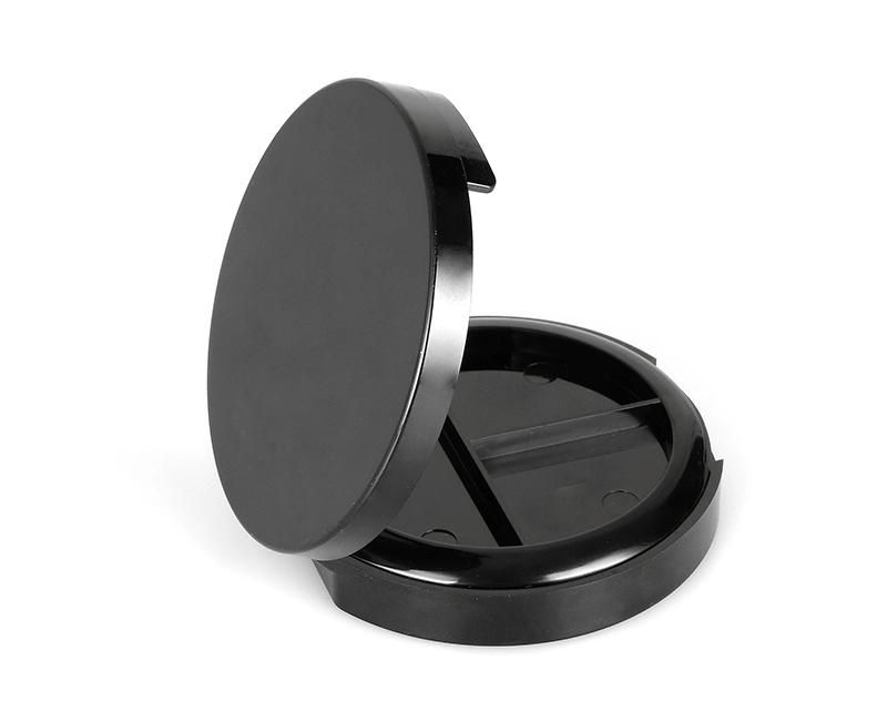 3 Holes Black Round Quality Round Plastic Empty Case Eyeshadow Case with Mirror