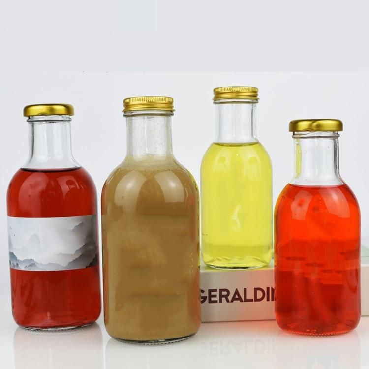 Wholesale Round 250ml 360ml 500ml Coffee Glass Beverage Bottle with Metal Plastic Lid