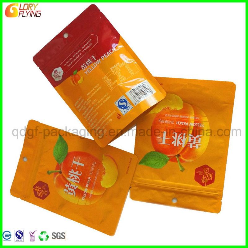 Standing Zipper Bag with Round Hole for Yellow Peach Packaging