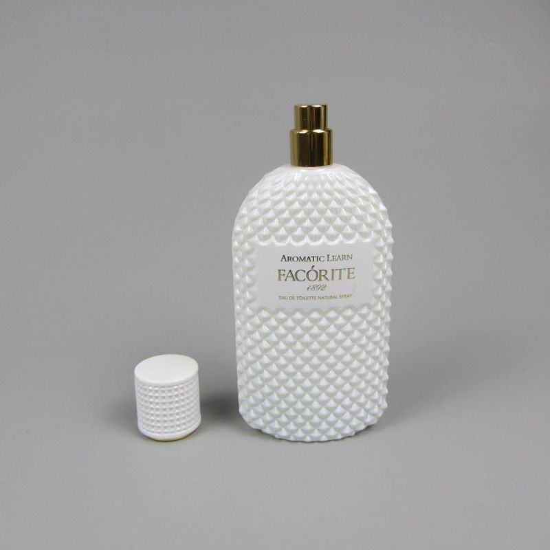 Wholesale 100ml White Glass Perfume Spray Bottle with UV Metal Cap