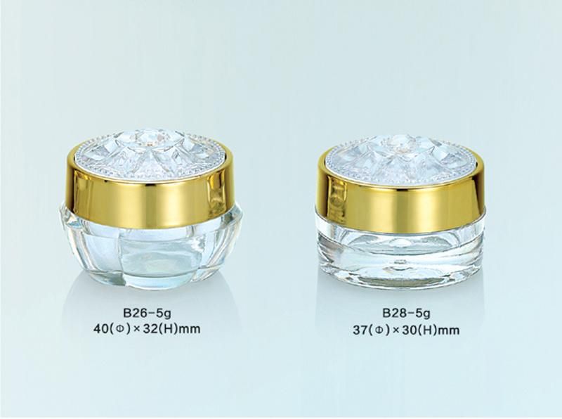 5g Plastic Empty Clear Cream Glitter Jar with Gold Lid