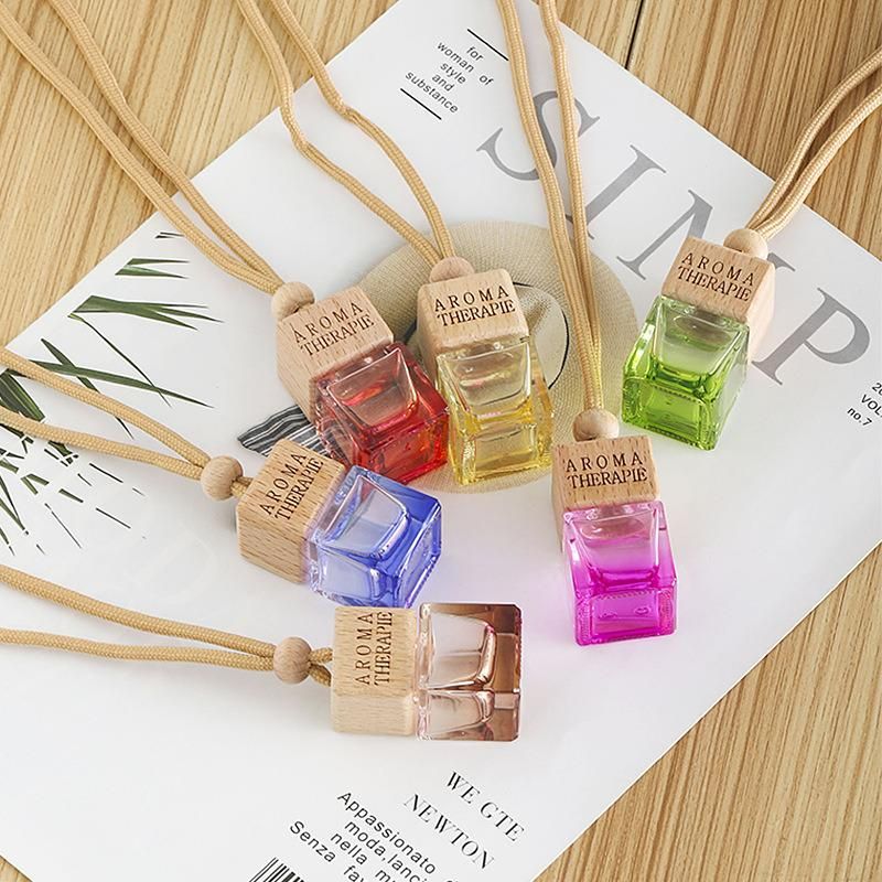 8ml Car Hanging Fragrance Pendant Glass Refillable Air Freshener Bottle Essential Oils Diffuser Interior Accessories