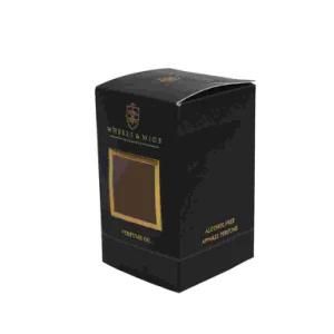 Black Gold Hot Stamping Logo Rigid Paper Box with Window Closure for Perfume Packaging Gift Box