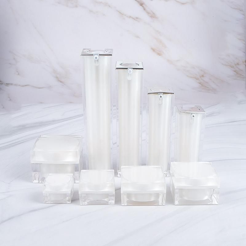 in Stock White Square 15ml 30ml 50ml 100ml Luxury Cosmetic Packaging Lotion Bottle Acrylique