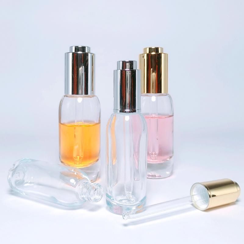 Wholesale Push Button Skincare Serum Face Essential Oil Essence Glass Dropper Bottle 15ml 30ml