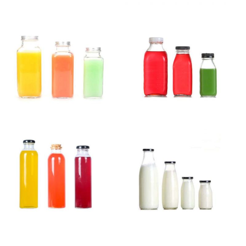 Free Samples 250 Ml Round Bverage Juice Milk Glass Bottles with Screw Metal Lid