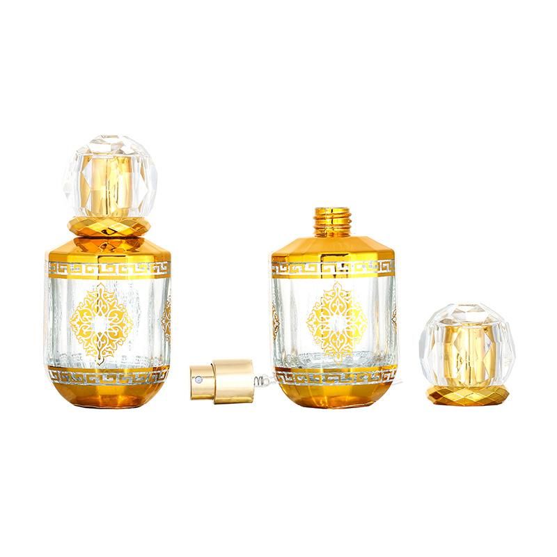 50ml Glass Golden Print Perfume Bottle Refillable Perfume Bottle with Sprayer