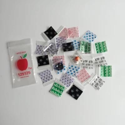 Reusable LDPE Small Zip Lock Baggies Using for Jewelry Pills Accessories Plastic Mini Apple Bag with Designs 1515