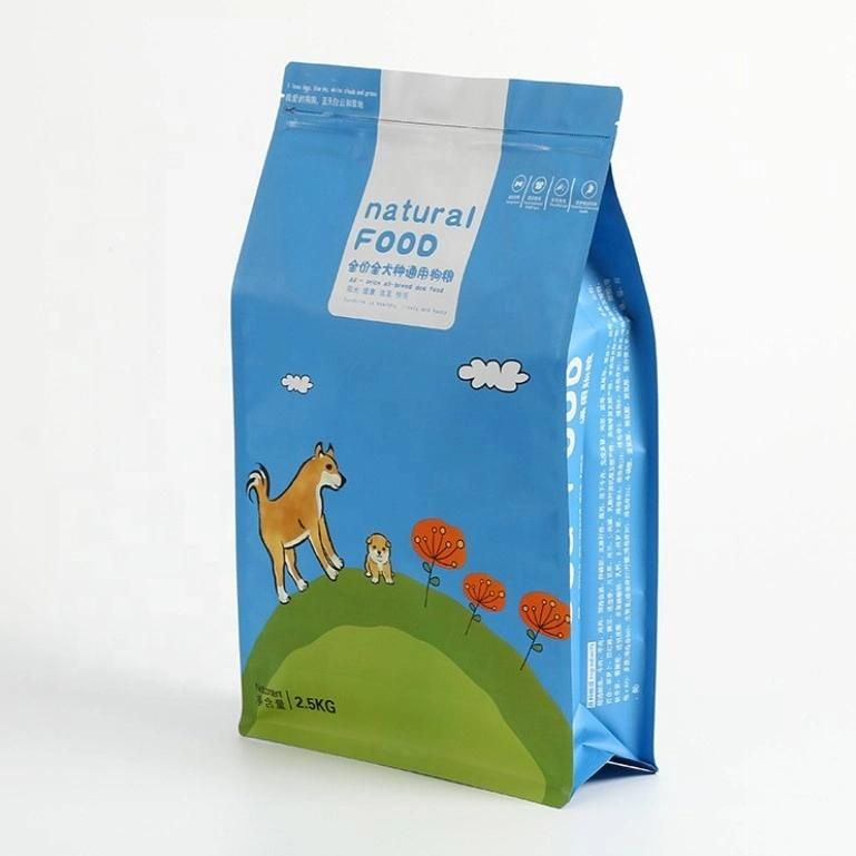 Custom Flat Bottom Stand up Pouch Zip Lock Compound Bag for Cat/Dog Food Packing Plastic Pet Food Packaging Bag