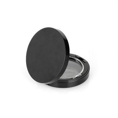 Low Price Black Unique Shape Cosmetic Container Round Empty Plastic Compact Powder Case with Mirror