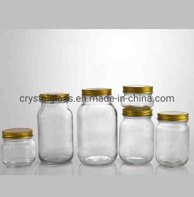 Custom 8oz 16oz 32oz 1500ml Wide Mouth Glass Mason Jar with Split Type Lid for Food Beverage Storage
