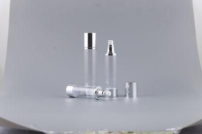 15ml 30ml 50ml 60ml Silver Color Empty Serum Airless Pump Bottles with Chrome