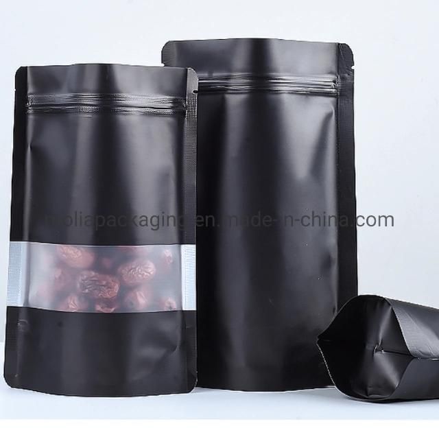 Factory Customized Plastic Bags/Stand up Sealing Bags Food Grade with Zipper and Tear Notches/Clear Oval Windows