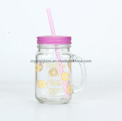 16oz 480ml Wide Mouth Glass Mason Jar with Handle for Storage for Drinking