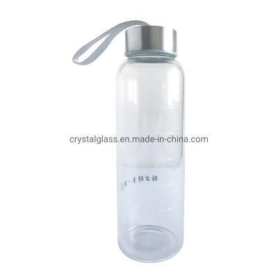 500ml Food Grade Mineral Water Drinking Glass Bottle with Bamboo Lid