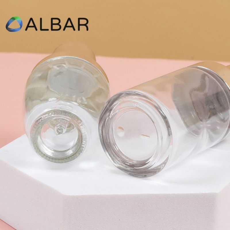 High Quality Transparent Makeups Lotion Glass Bottles with Round Shoulder