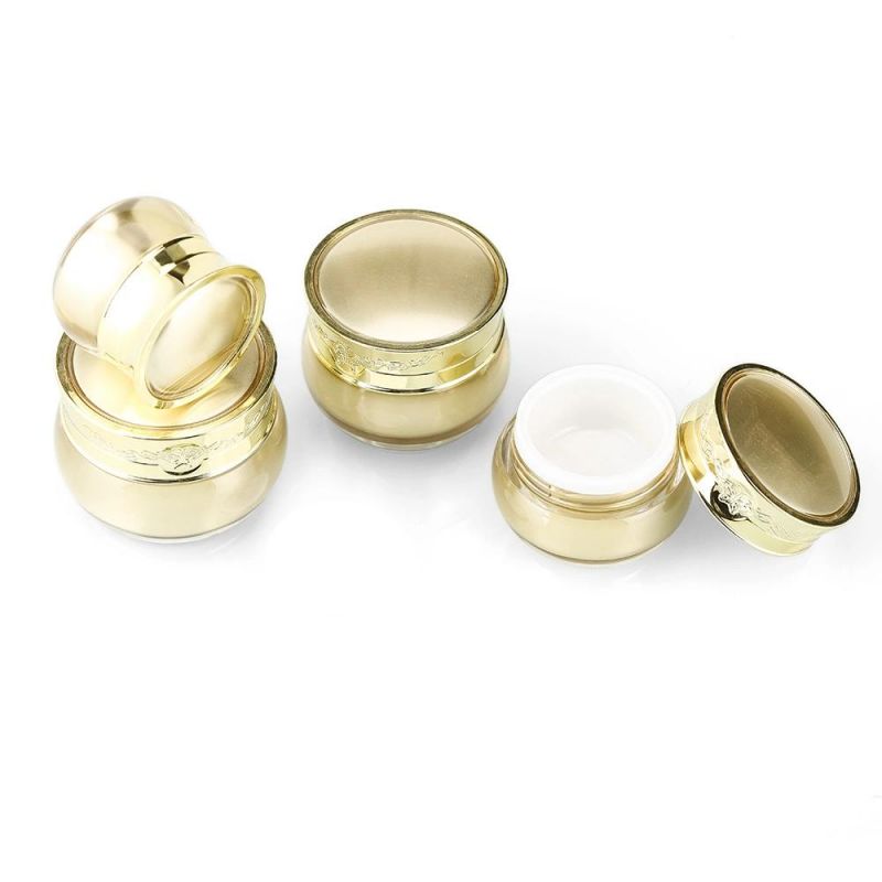 15g 20g Cosmetic Gold Acrylic Cream Jar with Gold Lid