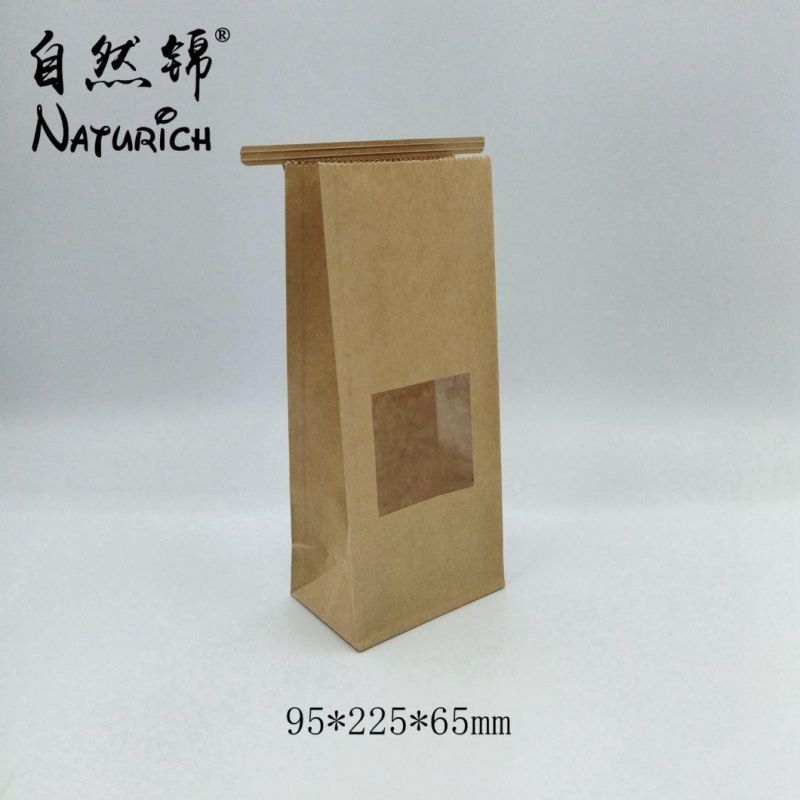 Factory Square Bottom Food Package Custom Branded Logo See Through Window Heat Seal Paper Popcorn Bags