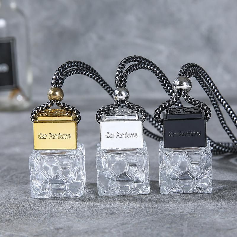 10ml Essential Oils Car Hanging Air Freshener Diffuser Square Ornament Pendant Perfume Vials Thick Clear Glass Fragrance Container with Hanging String