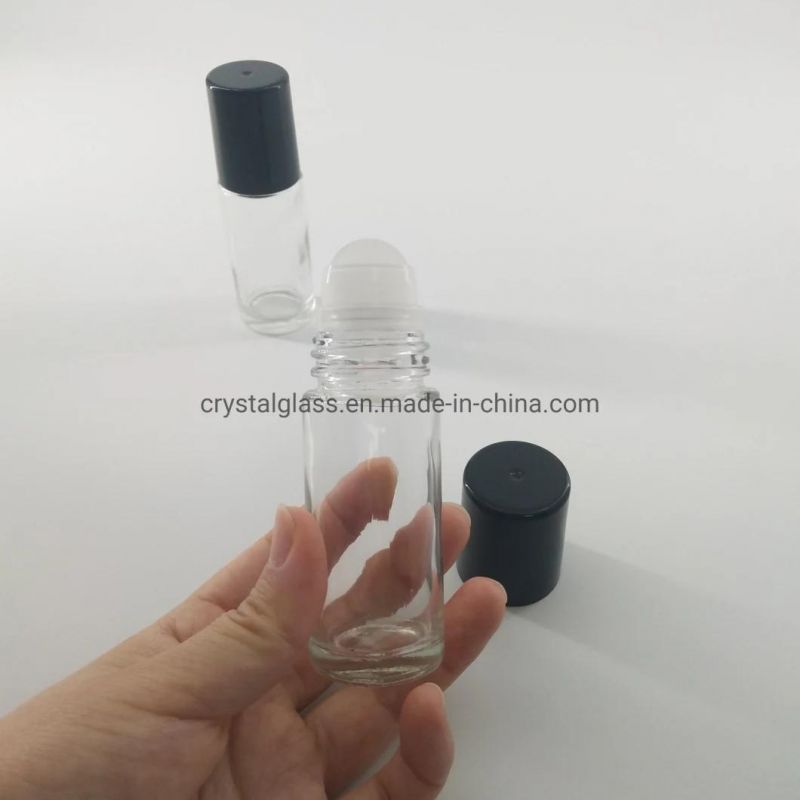 Clear Glass Roll on Perfume Bottle Deodorant Essential Oil Glass Bottle with Plastic Ball 1oz