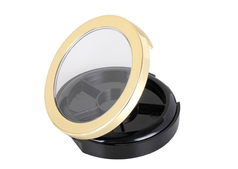 6 Holes Round Clear Black Quality Plastic Empty Eyeshadow Box