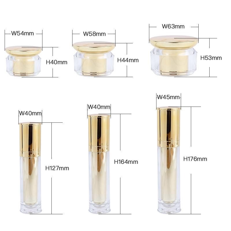 in Stock 20g 30g 50g Gold Silver Fancy Cosmetic Packaging Empty Acrylic Plastic Skincare Cream Jar