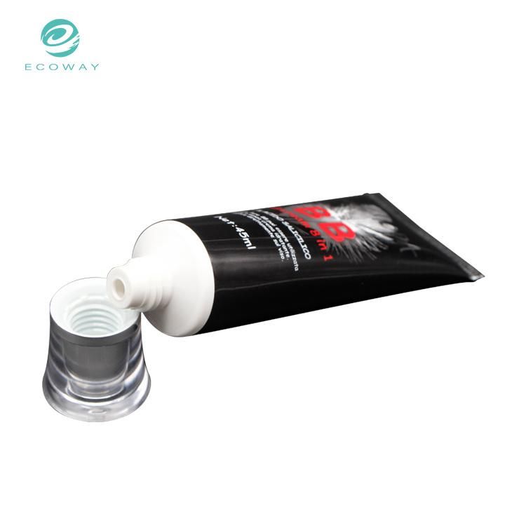 45ml White Tube Body, Black Offset Printing Acrylic Silver Plated Doctor Cap Screw Cap Bb and Cc Cream Cosmetic Tube