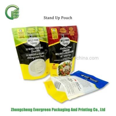 Plastic Rice Bean Bags Food Packaging Doypack Window Resealable Zipper Pouches