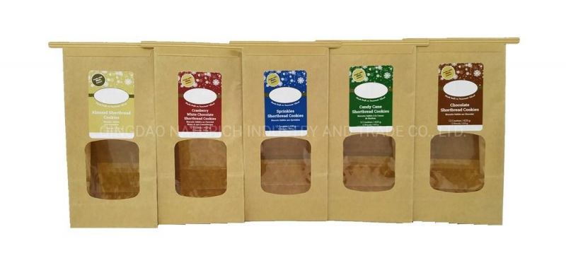 Flat Bottom Gusset Coffee Bean Tin Tie Kraft Paper Bag