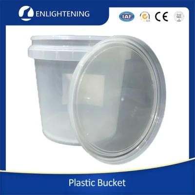 20L Clear Round Plastic Ice Bucket with Handle and Lid