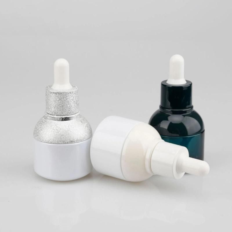 Empty Face Serum Bottle 15 Ml Essential Oil Frosted White Black Glass Bottles with Dropper Pump