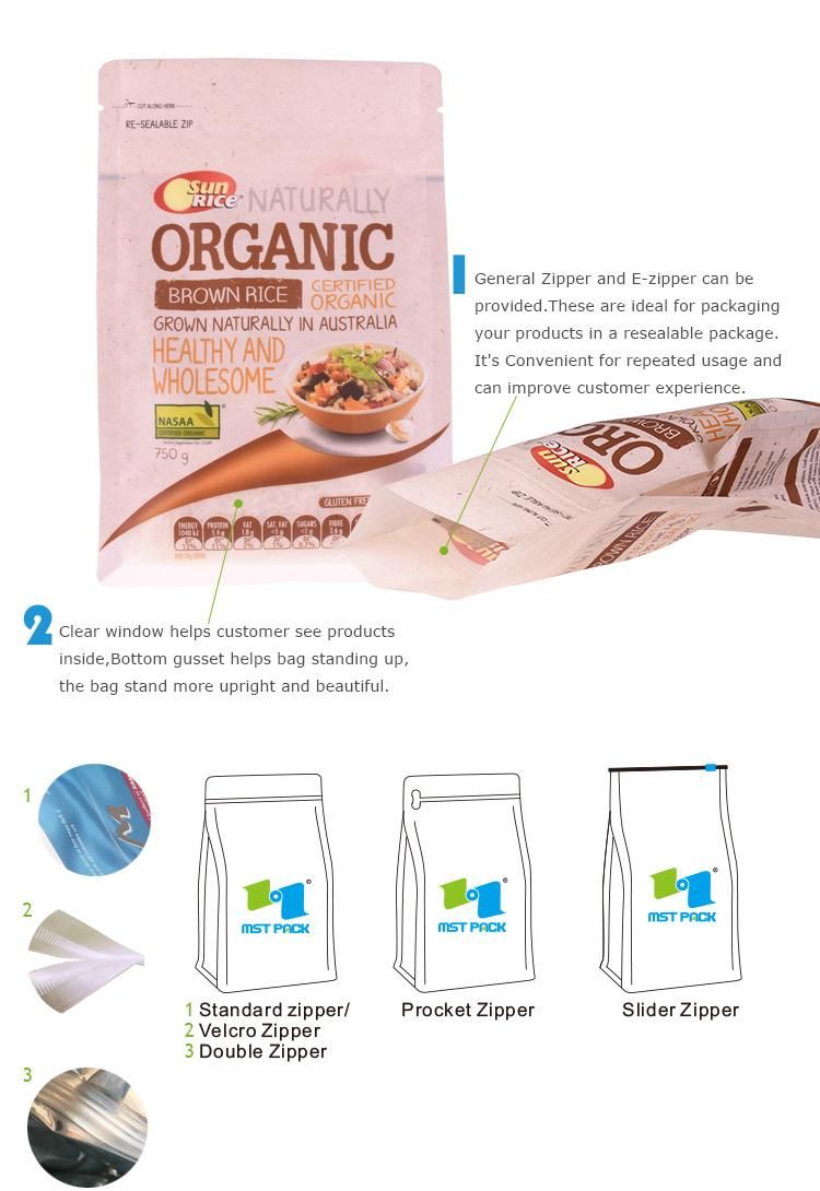 Square Bottom Plastic Green Tea Powder Packaging Bag