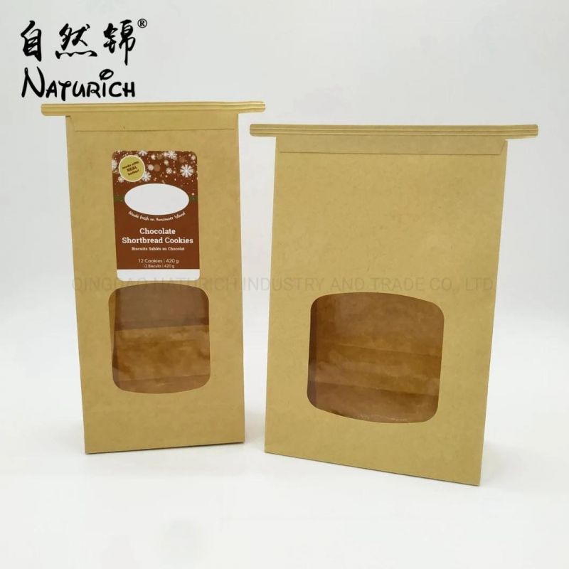 Kraft Paper Popcorn Bag Eco-Friendly Paper Bag with Window and Tin