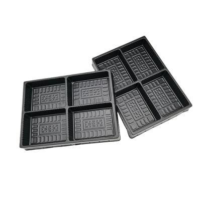 Disposable Black Pet Plastic Candy 6 Compartment Sushi Tray