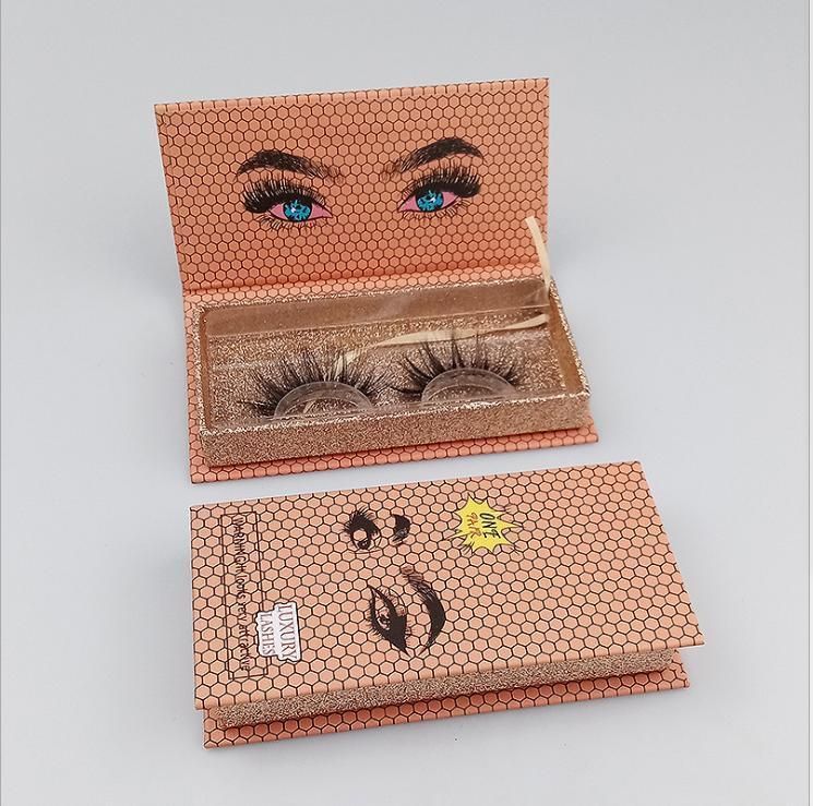 Custom Printing Wholesale Color Honeycomb Eyelashes Box Without Window Eyelashes Box, a Pair of Rectangular Eyelashes Packaging Box 6 Colors in Stock