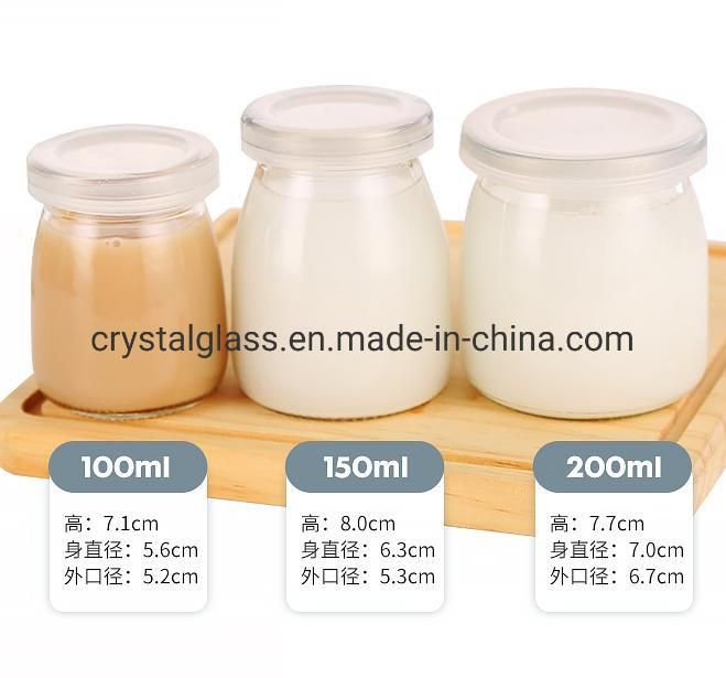 Milk Pudding Yoghurt Glass Packing Bottle with Plastic Lid 100ml 250ml 500ml