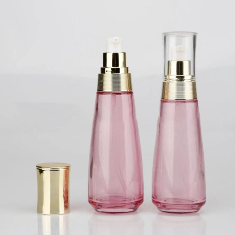 50g 30ml 40ml 100ml 120ml Luxury Clear Gradient Pink Color Cosmetics Bottle Customized Skincare Glass Jars and Bottles Sets