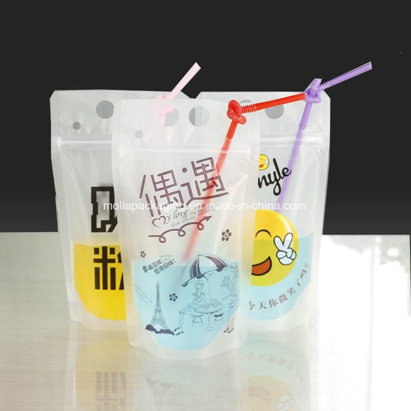 Pack Clear Drink Pouches Bags with Straws - Reclosable Zipper Stand-up Plastic Pouches Bags Drinking Bags