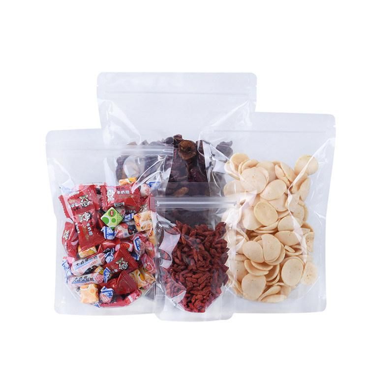 Transparent Zip Lock Stand up Pouch Clear Water Proof Plastic Packaging Bag for Beans Rice Snack Food