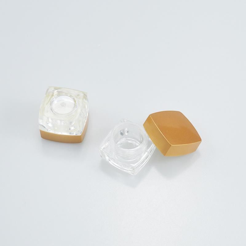 Warehouse Plastic Acrylic 3G5g Cream Jar Sample Transparent Bottle Gold Lid