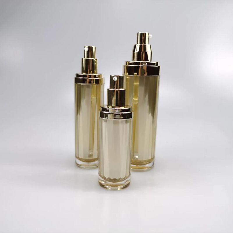 30ml 50ml 100ml Oval Gold Acrylic Emulsion Bottle Foundation Bottle with Diamond Cap