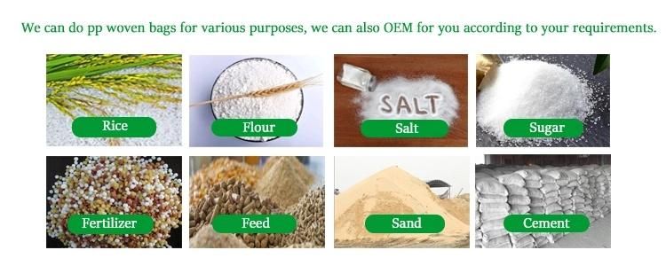 China Manufacturer 25kg 50kg 100kg White Polypropylene Woven Flood Sand/Fertilizer/Rice/Seed/Feed/Flour/Chemical/Sugar Plastic Packaging PP Bags with Handle