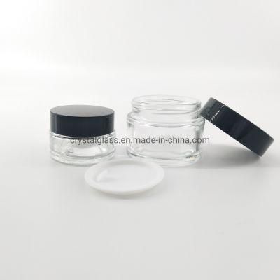 50ml 30ml Transparent or Frosted Cosmetic Glass Cream Jar with Golden Lid