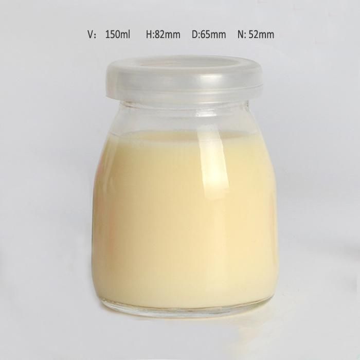 150ml 200ml Clear Glass Pudding Jar Yogurt Bottle with Plastic Cap