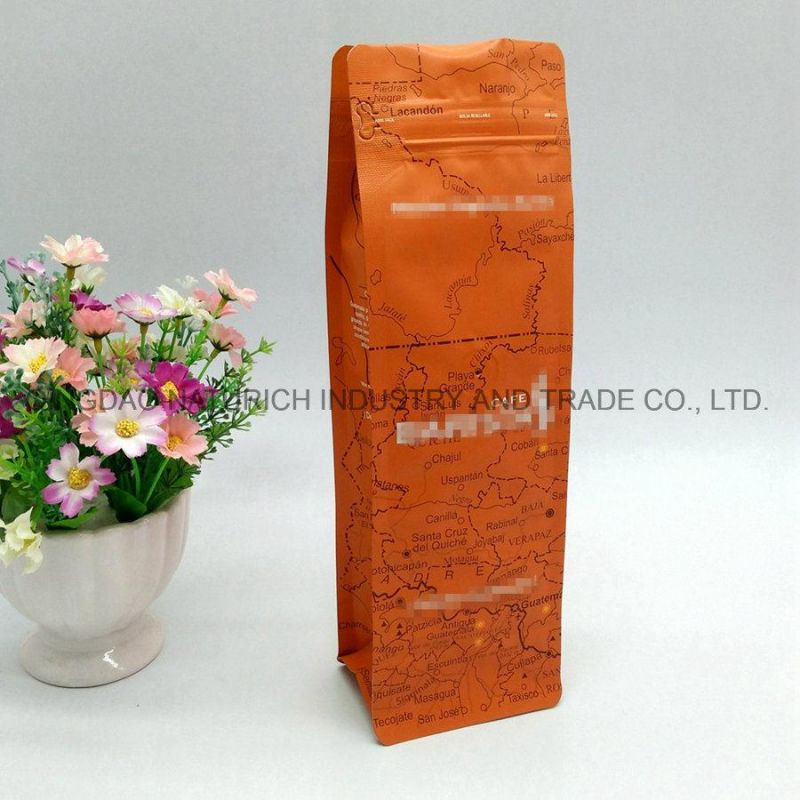 400g Coffee Bag with Printed Map 350g Quad Seal Coffee Bag