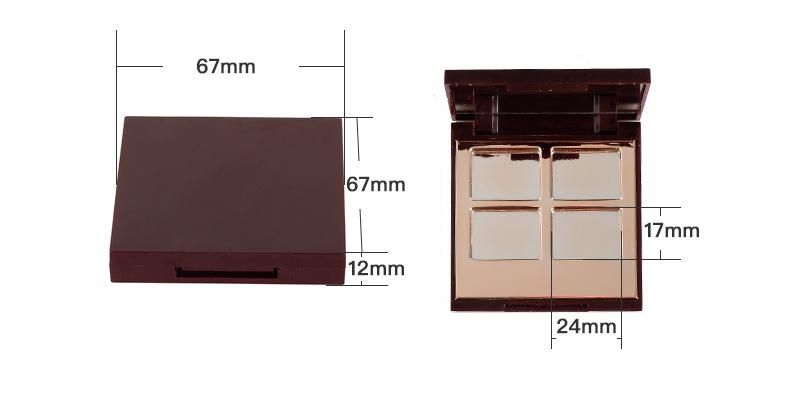 High-Grade 4 Hole Empty Makeup Cardboard Plastic Eye Shadow Palette Case with Brush for Packaging