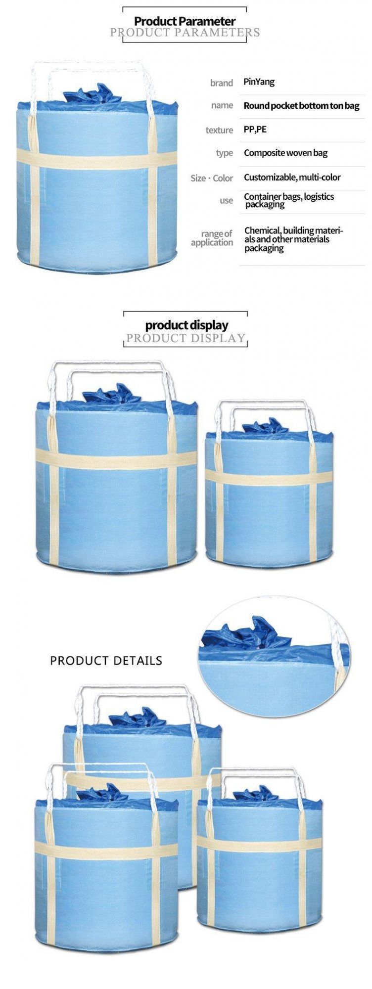 PP PE One Ton Super Sacks Price Plastic Big Bulk Jumbo Bag Packing Bag