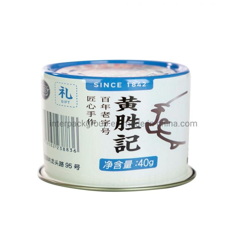 Customize Print Sardine Fish Can Empty Round Tuna Tin Cans Aluminum Tea Food Can with Easy Open Lids