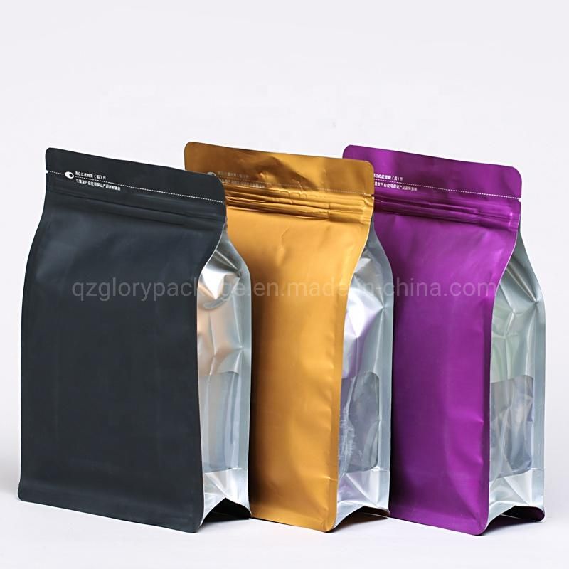 Vacuum Sealed Quad Seal Matte Black Coffee Packaging Bag