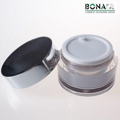 High Quality PETG Jar Plastic Cream Jar with Metallized Silver Cap